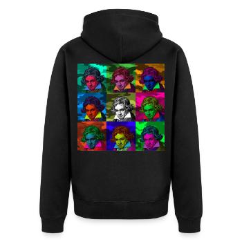Pop art Ludwig van Beethoven - Veste à capuche bio Premium Unisexe - noir - Dos - Nico (187cm)