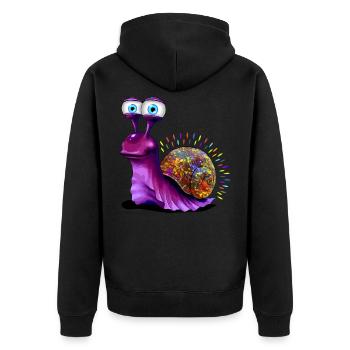 Opal Snail - Opal Schnecke - Unisex Premium Bio Zip Hoodie - Schwarz - Hinten - Nico (187cm)