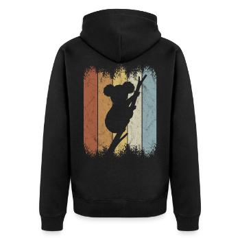 Retro style climbing koala marsupial koala bear - Unisex Premium Organic Zip Hoodie - black - Back - Nico (187cm)