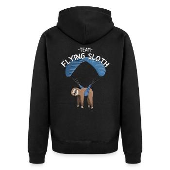 Faultier Team Flying Sloth Paragleiten Gleitschirm - Unisex Premium Bio Zip Hoodie - Schwarz - Hinten - Nico (187cm)