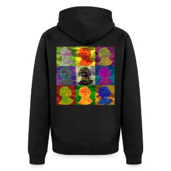 Pop-Art Ludwig van Beethoven - Unisex Premium Bio Zip Hoodie - Schwarz - Hinten - Nico (187cm)