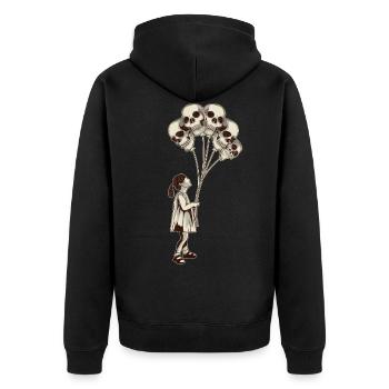 Mädchen Mit Totenkopf Ballons Totenköpfe - Unisex Premium Bio Zip Hoodie - Schwarz - Hinten - Nico (187cm)
