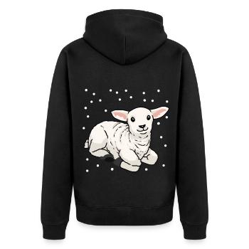 Baby Lamm Schaf Frohe Ostern Schnee Schafe - Unisex Premium Bio Zip Hoodie - Schwarz - Hinten - Nico (187cm)