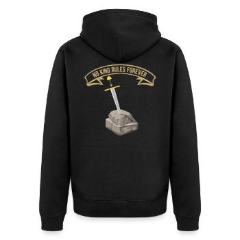 Kein König Regiert Für Immer - Coole Spruch Mythos - Unisex Premium Bio Zip Hoodie - Schwarz - Hinten - Nico (187cm)