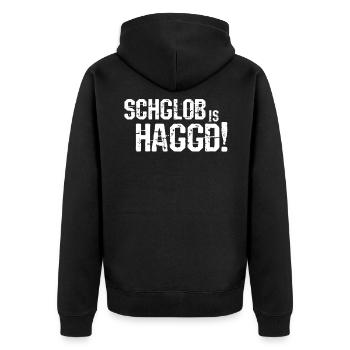 Ich glaube es hackt auf sächsisch Sachsen Sprüche - Unisex Premium Bio Zip Hoodie - Schwarz - Hinten - Nico (187cm)