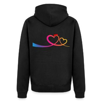 Hen and chick in love chickens - Unisex Premium Organic Zip Hoodie - black - Back - Nico (187cm)