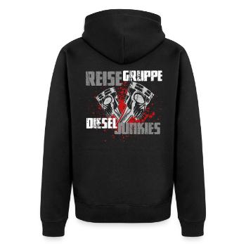 Reisegruppe Dieseljunkies für Diesel Autofahrer - Unisex Premium Bio Zip Hoodie - Schwarz - Hinten - Nico (187cm)