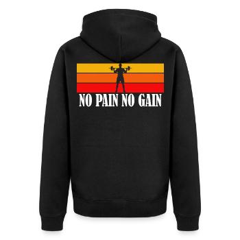 No pain no gain - Unisex Premium Organic Zip Hoodie - black - Back - Nico (187cm)