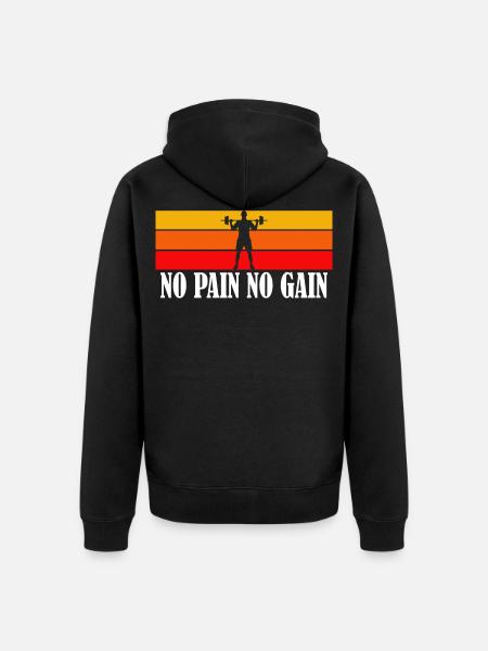 No pain no gain - Unisex Premium Organic Zip Hoodie - black