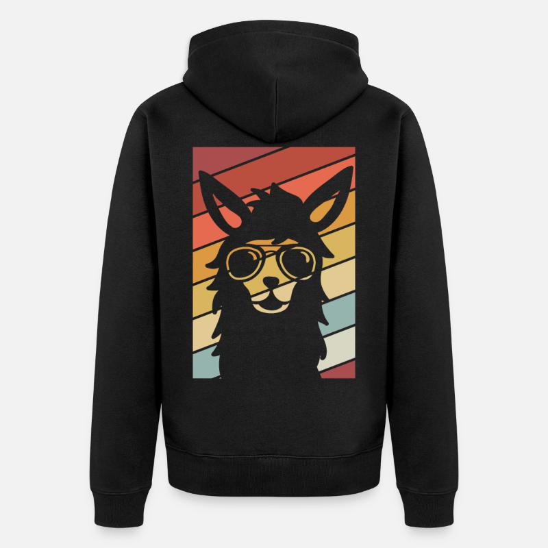 Conception d'été rétro lama - Veste à capuche bio Premium Unisexe - noir