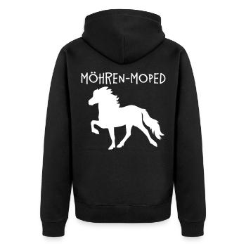Möhren Moped Islandpferd - Unisex Premium Bio Zip Hoodie - Schwarz - Hinten - Nico (187cm)