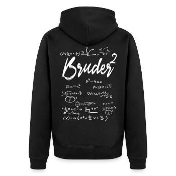 Bruder hoch 2 Bruder Quadrat Zwillinge Physiker - Unisex Premium Bio Zip Hoodie - Schwarz - Hinten - Nico (187cm)