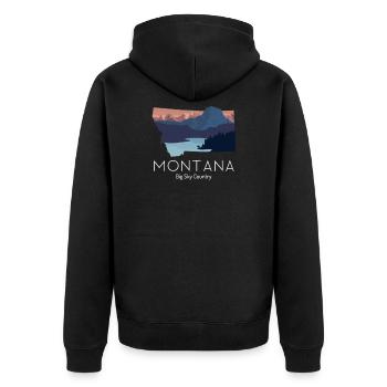 Montana Proud State Motto Big Sky Country produit - Veste à capuche bio Premium Unisexe - noir - Dos - Nico (187cm)