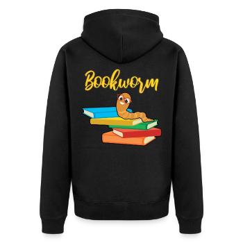 Cute Funny Kids Reading Bookworm Book Club design - Unisex Premium Organic Zip Hoodie - black - Back - Nico (187cm)