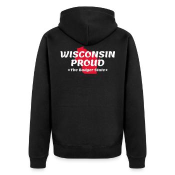 Wisconsin Proud State Devise The Badger State print - Veste à capuche bio Premium Unisexe - noir - Dos - Nico (187cm)