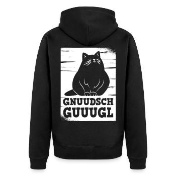 Knutschkugel auf sächsisch Katze für Katzenfreunde - Unisex Premium Bio Zip Hoodie - Schwarz - Hinten - Nico (187cm)