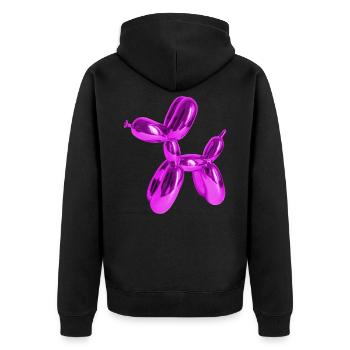 Ballon Pink Hund | Hundeliebhaber Hundebesitzer - Unisex Premium Bio Zip Hoodie - Schwarz - Hinten - Nico (187cm)