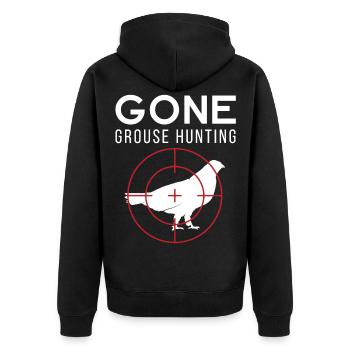 Hunter Gift Gone Grouse Hunting graphic - Unisex Premium Organic Zip Hoodie - black - Back - Nico (187cm)