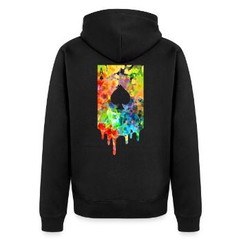 Poker Pokern Karten Bunt Farbe - Unisex Premium Bio Zip Hoodie - Schwarz - Hinten - Nico (187cm)
