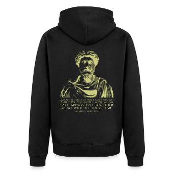 Philosophy Quote Stoic Sayings Marcus Aurelius - Unisex Premium Organic Zip Hoodie - black - Back - Nico (187cm)