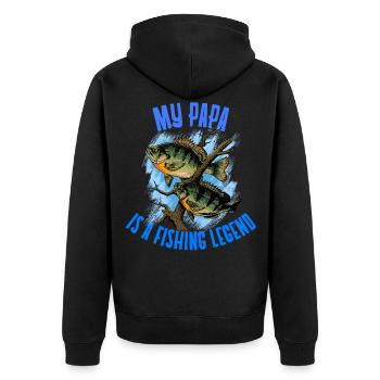 Père de pêche drôle - Mon père pêche la légende - Veste à capuche bio Premium Unisexe - noir - Dos - Nico (187cm)