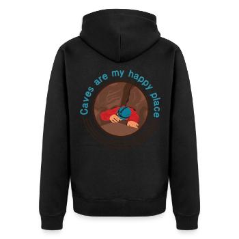 Caves Are My Happy Place Funny Caver Spelunking - Unisex Premium Organic Zip Hoodie - black - Back - Nico (187cm)