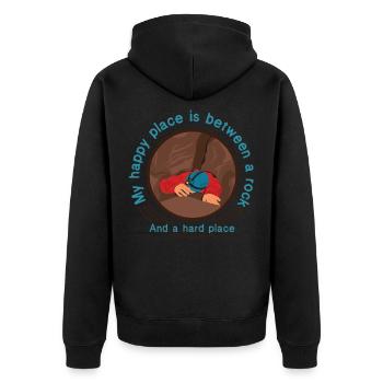 My Happy Place Funny Spelunker Caving graphic - Unisex Premium Organic Zip Hoodie - black - Back - Nico (187cm)