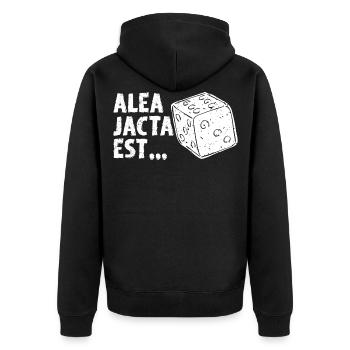 Alea jacta est Latein Spruch Geschenk Alte Sprache - Unisex Premium Bio Zip Hoodie - Schwarz - Hinten - Nico (187cm)