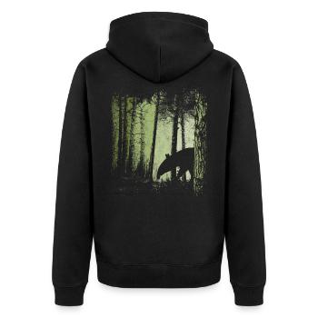 Tapir silhouette in | Twilight forest - Unisex Premium Organic Zip Hoodie - black - Back - Nico (187cm)