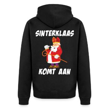 Sinterklaas Komt Aan Niederländischer Weihnachtsgeschenkdruck - Unisex Premium Bio Zip Hoodie - Schwarz - Hinten - Nico (187cm)