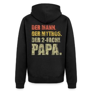 Der Mann der Mythos der 2-fache Papa mit Zwillinge - Unisex Premium Bio Zip Hoodie - Schwarz - Hinten - Nico (187cm)