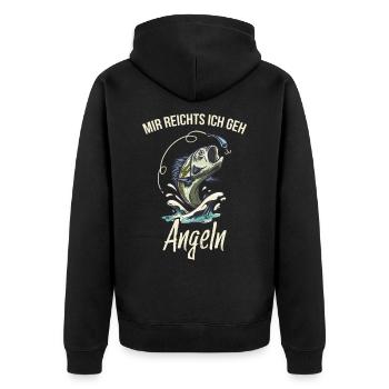 Mir reichts ich geh Angeln Fischen Angler T-Shirt - Unisex Premium Bio Zip Hoodie - Schwarz - Hinten - Nico (187cm)
