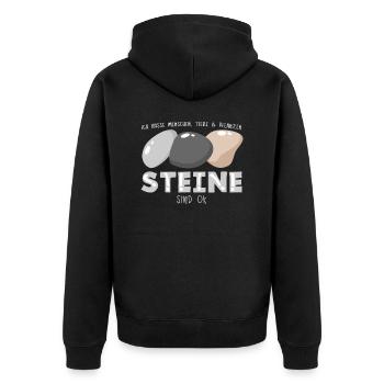 Ich hasse Menschen, Tiere und Pflanzen Steine sind - Unisex Premium Bio Zip Hoodie - Schwarz - Hinten - Nico (187cm)