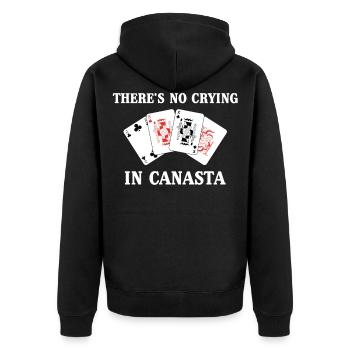 Lustiger Kartenspieler kein Weinen in Canasta Produkt - Unisex Premium Bio Zip Hoodie - Schwarz - Hinten - Nico (187cm)