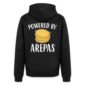 La nourriture colombienne vénézuélienne alimentée par Arepas - Veste à capuche bio Premium Unisexe - noir - Dos - Nico (187cm)