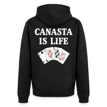 Lustiger Kartenspieler Canasta ist Lebensgrafik - Unisex Premium Bio Zip Hoodie - Schwarz - Hinten - Nico (187cm)