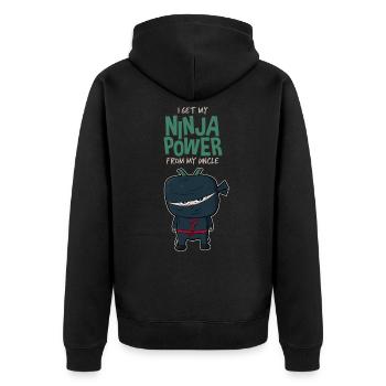 Cadeau de naissance de parrain oncle Ninja Power - Veste à capuche bio Premium Unisexe - noir - Dos - Nico (187cm)