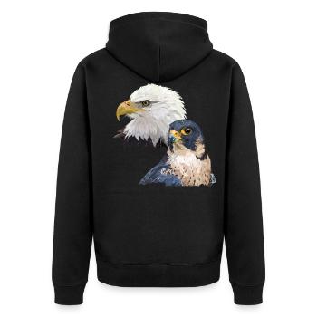 Wanderfalke und amerikanische Zigarre - Unisex Premium Bio Zip Hoodie - Schwarz - Hinten - Nico (187cm)