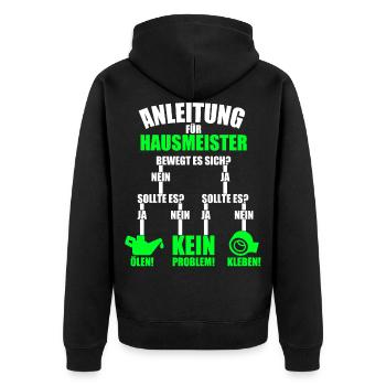 Anleitung für Hausmeister Hauswart Geschenk - Unisex Premium Bio Zip Hoodie - Schwarz - Hinten - Nico (187cm)
