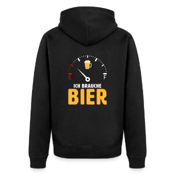 Ich brauche Bier Radler Brauerei Geschenk - Unisex Premium Bio Zip Hoodie - Schwarz - Hinten - Nico (187cm)