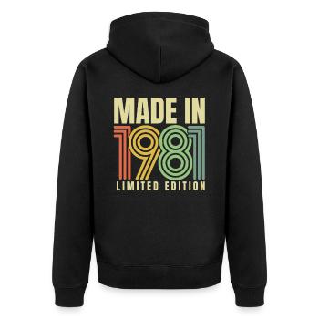 1981 Birthday Gift Year Of Birth Year 81 - Unisex Premium Organic Zip Hoodie - black - Back - Nico (187cm)