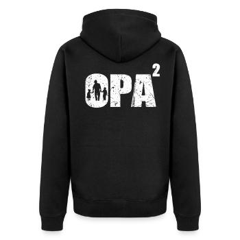 Opa hoch 2 zweifacher Opa werdender Opa zwei Enkel - Unisex Premium Bio Zip Hoodie - Schwarz - Hinten - Nico (187cm)