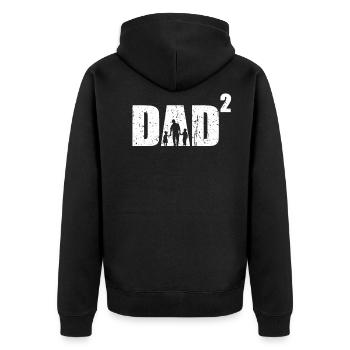 Dad hoch 2 Geburt Geschenk Vater zweifacher Papa - Unisex Premium Bio Zip Hoodie - Schwarz - Hinten - Nico (187cm)