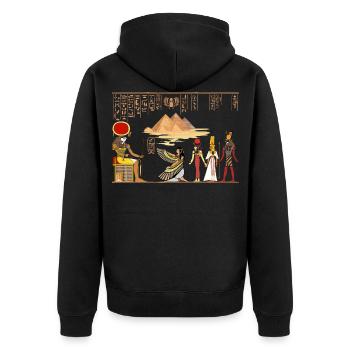 Papyrus Ägypten Horus Pyramiden Urlaub Geschenk - Unisex Premium Bio Zip Hoodie - Schwarz - Hinten - Nico (187cm)