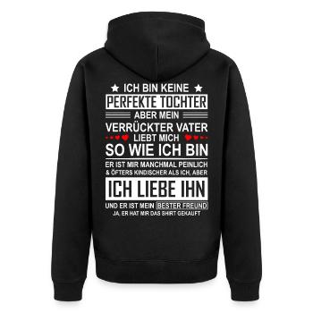 Vater Tochter Geschenk Papa Mädchen Geburtstag - Unisex Premium Bio Zip Hoodie - Schwarz - Hinten - Nico (187cm)