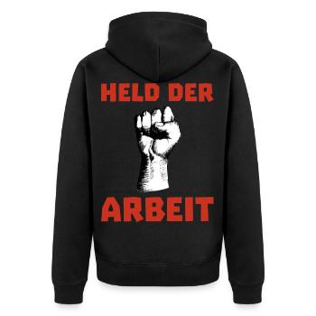 Held der Arbeit Beruf Geschenk - Unisex Premium Bio Zip Hoodie - Schwarz - Hinten - Nico (187cm)