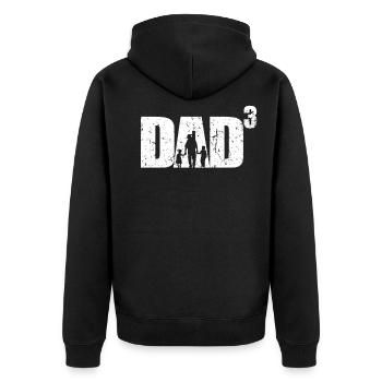 Dad up 3 proud father 3 children triple dad - Unisex Premium Organic Zip Hoodie - black - Back - Nico (187cm)