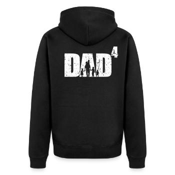 Dad hoch 4 Vater mit 4 Kindern vierfacher Papa - Unisex Premium Bio Zip Hoodie - Schwarz - Hinten - Nico (187cm)