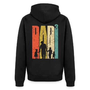 Dad hoch 3 stolzer Vater 3 Kinder dreifacher Papa - Unisex Premium Bio Zip Hoodie - Schwarz - Hinten - Nico (187cm)