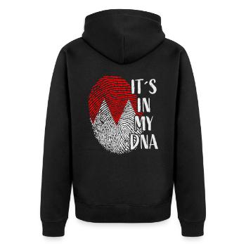 It´s in my DNA - Franken Oberfranken Unterfranken - Unisex Premium Bio Zip Hoodie - Schwarz - Hinten - Nico (187cm)